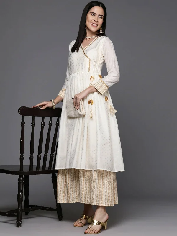 Ahalyaa Women's Traditional wear Ethnic Dress - Off White