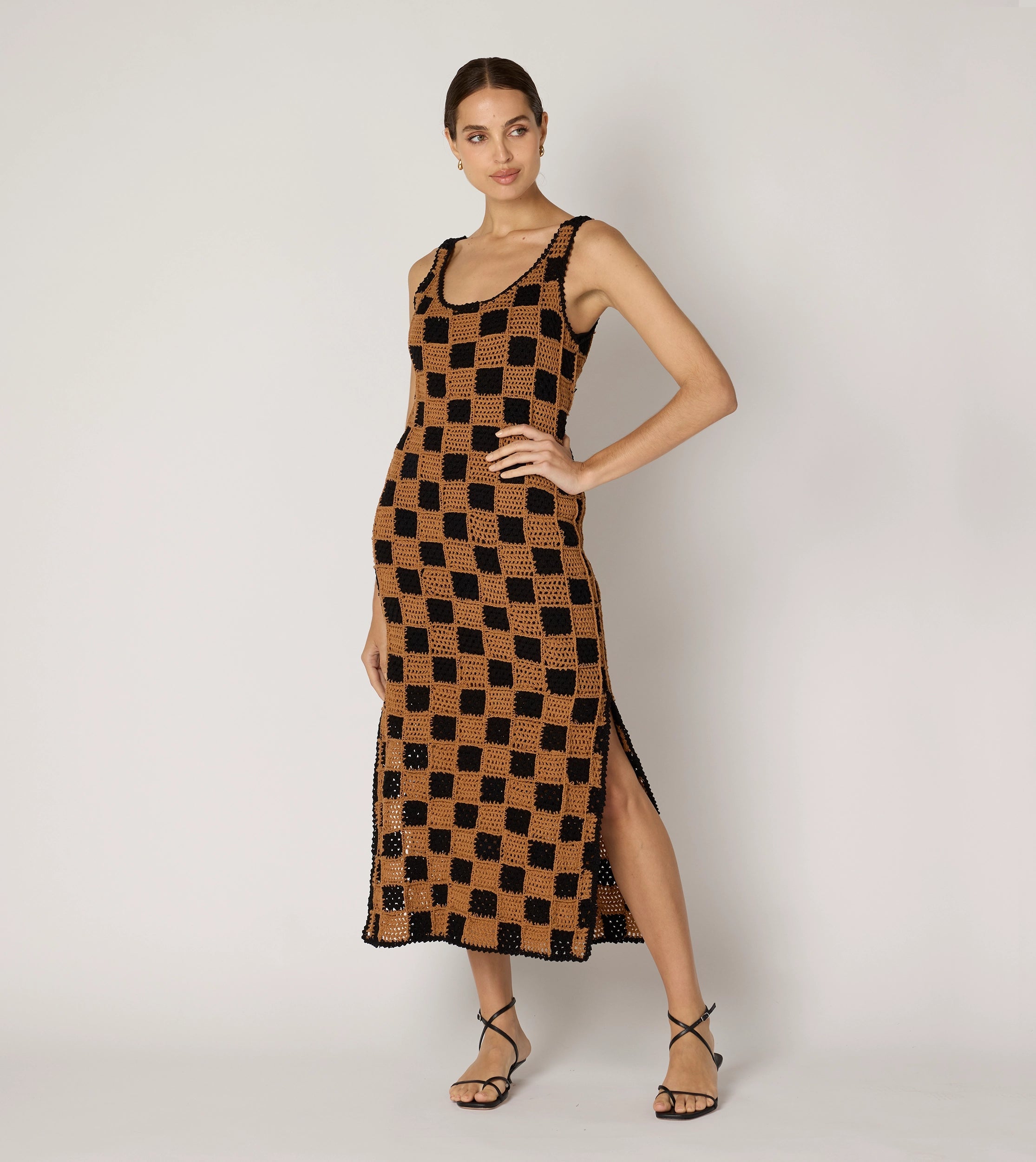 Danika Crochet Dress | Black/Brown