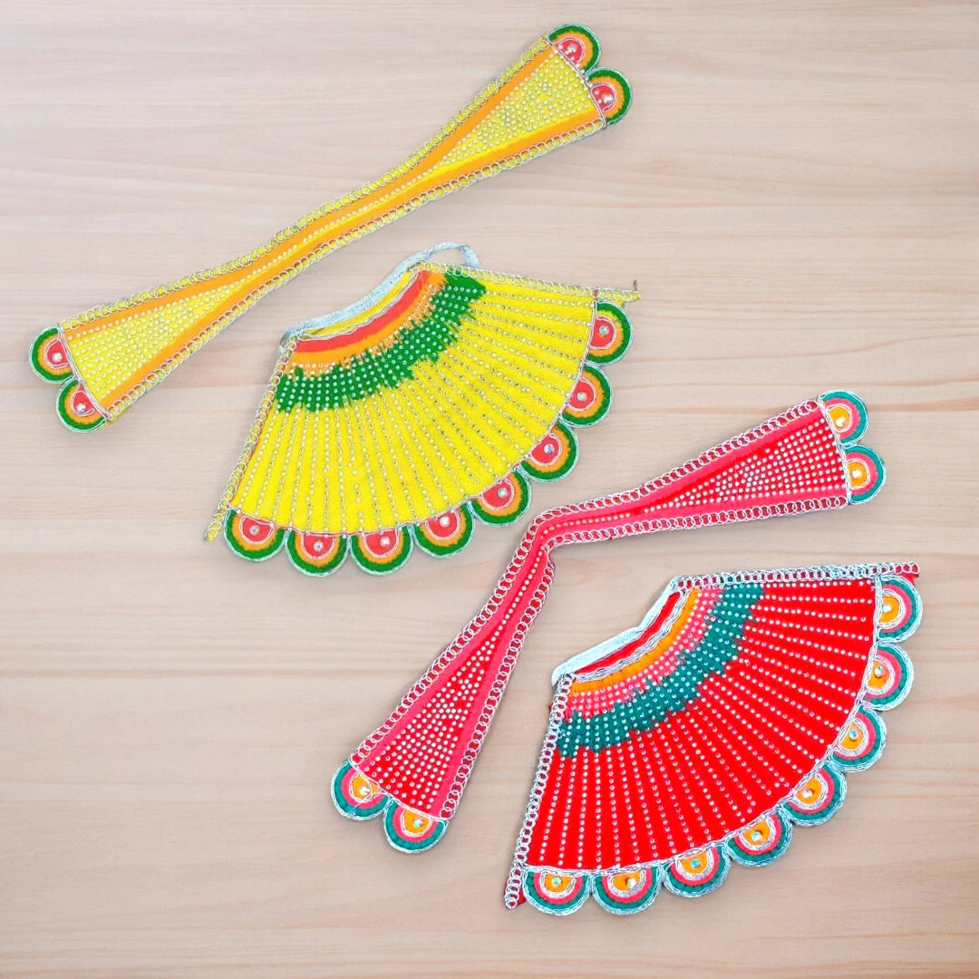 Khatu Shyam Ji Designer Poshak | Set of 2 Dresses ( Red & Yellow )