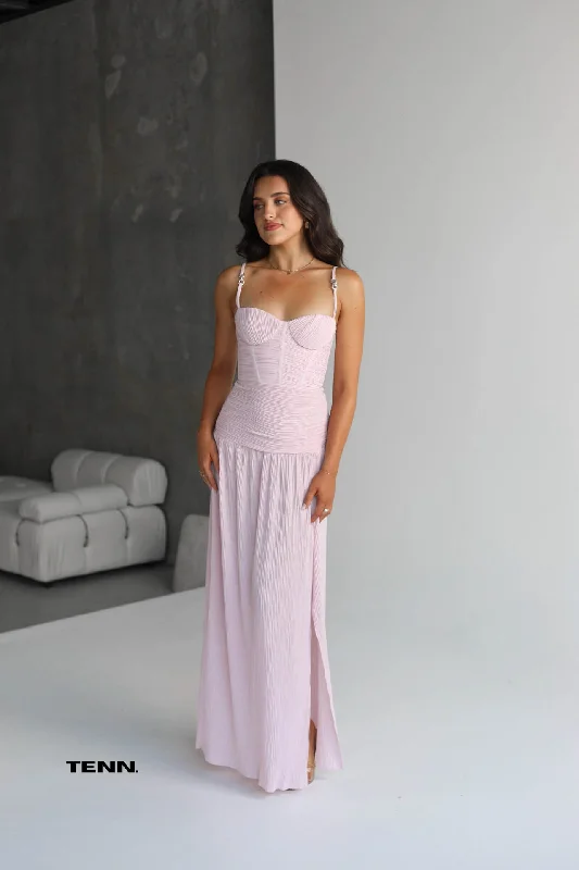 Double Time Pleat Dress - Hydrangea