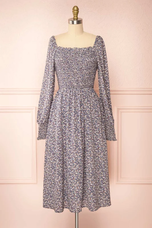 Jocelyne | Square Neck Midi Floral Dress