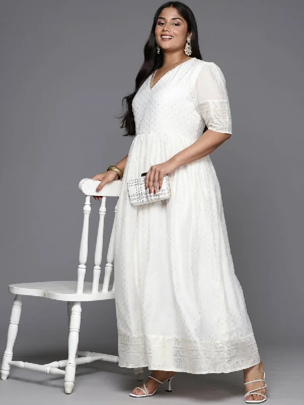 Ahalyaa Women's Traditional wear Ethnic Dress - Off White