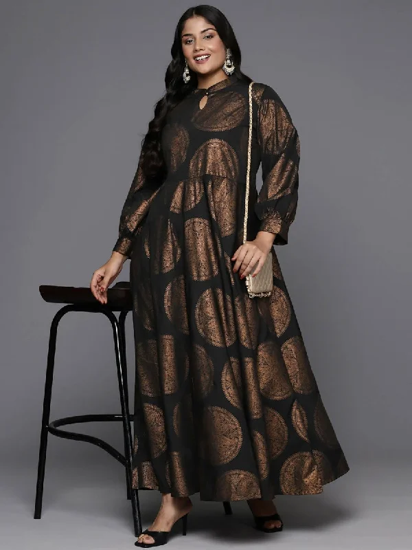Ahalyaa Women's Traditional wear Ethnic Dress - Black