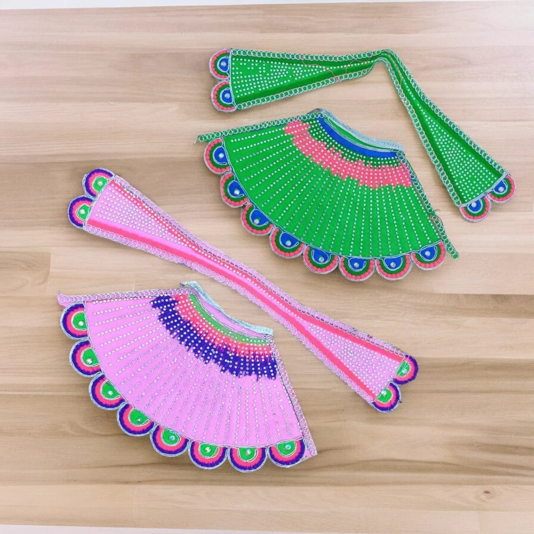 Khatu Shyam Ji Fancy Dress | Thakur Ji Designer Poshak ( Set of 2 ) Pink & Green