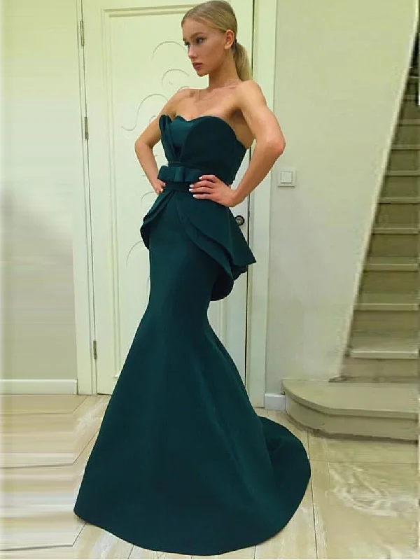 Trumpet/Mermaid Sweetheart Sweep Train Jersey Open Back Evening Dresses 2799