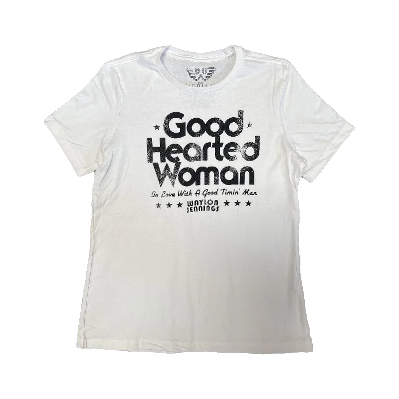 Good Hearted Woman Waylon Jennings Womens Tee Shirt (White) Cotton Fabric Linen Fabric Terry Fabric Cotton Fabric Linen Fabric Terry Fabric