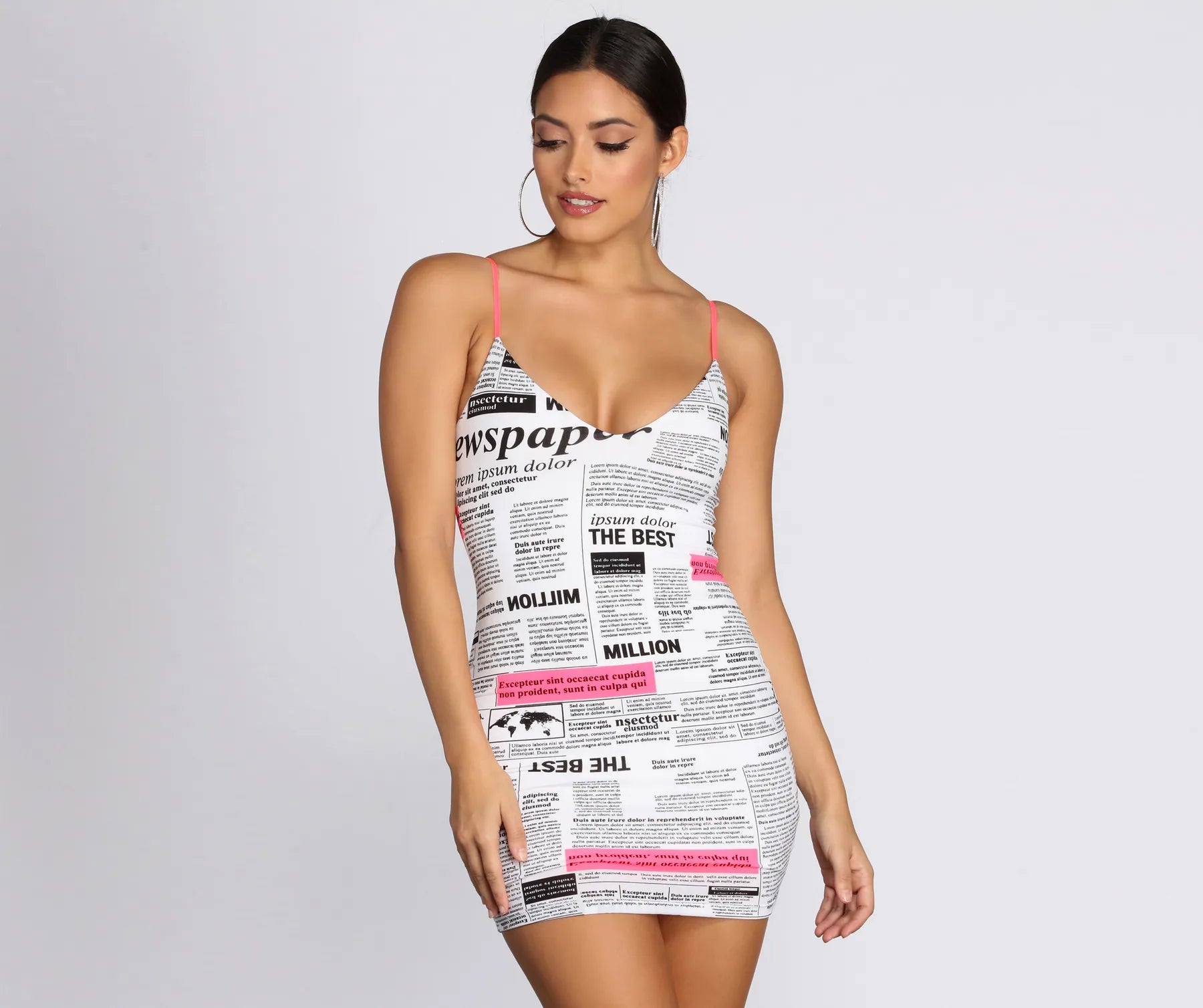 All In Knit Together Newspaper Mini Dress Tunic Top Casual Tunic Top Casual
