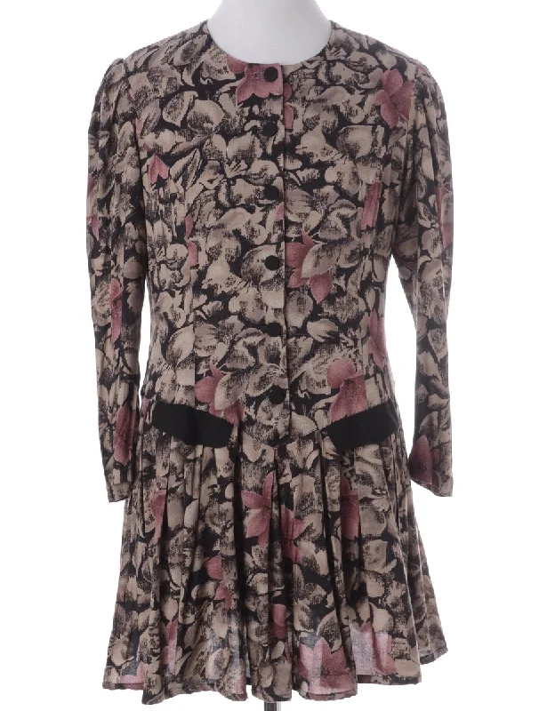Label Floral Short Dress Cowl Neckline Elegant Cowl Neckline Elegant