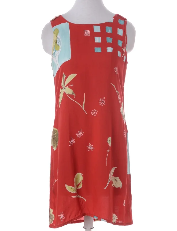 Label Floral Short Dress Halter Neckline Beach Halter Neckline Beach