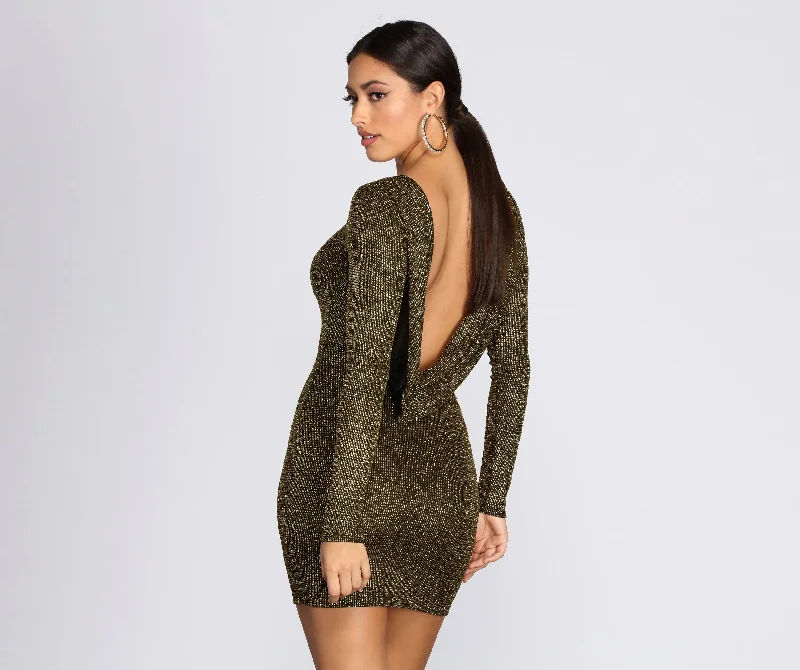 Dazzle Diva Glitter Open Back Dress Tunics Seasonal trendy Tunics Seasonal trendy