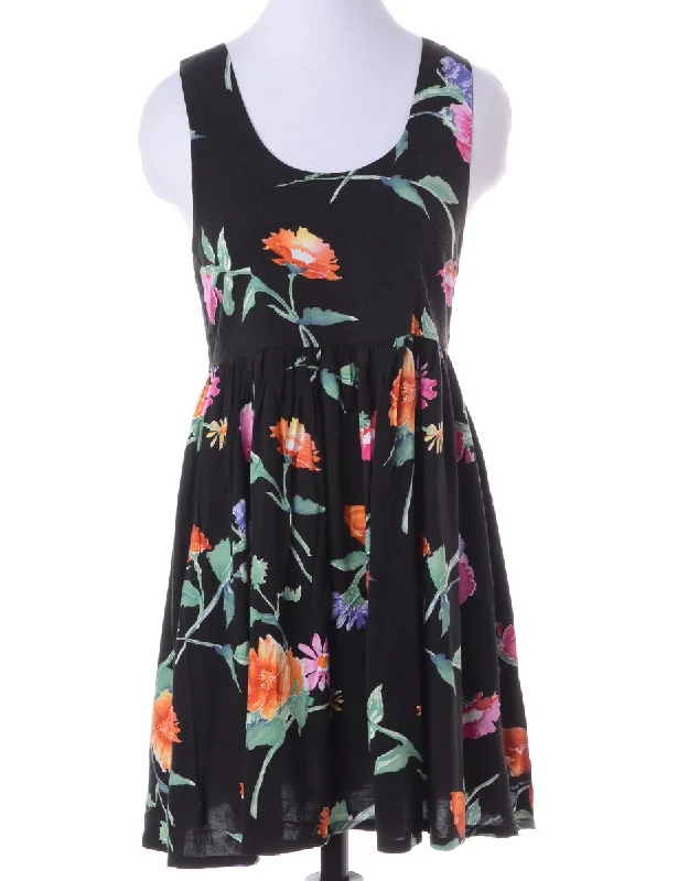 Label Floral Short Dress Pencil Office Professional Pencil Office Professional