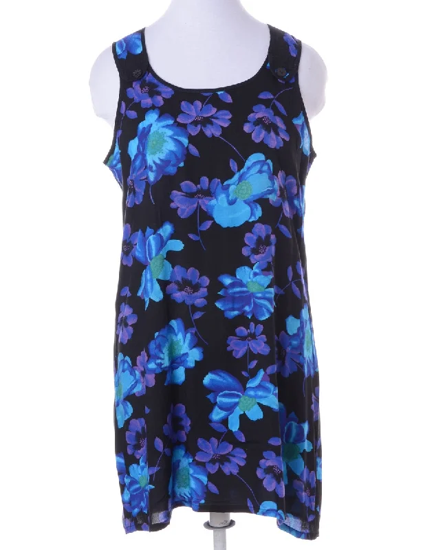Label Floral Short Dress Cowl Neckline Elegant Cowl Neckline Elegant