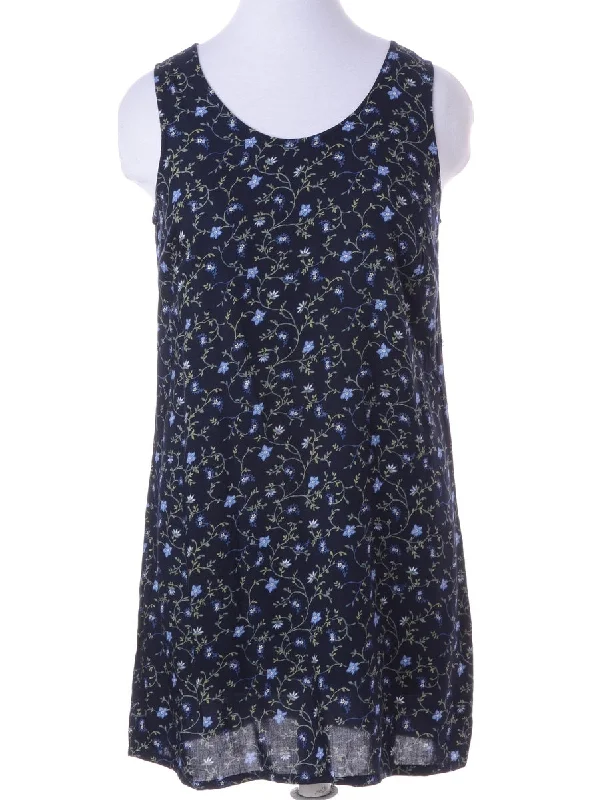 Label Floral Short Dress Turtleneck Neckline Stylish Turtleneck Neckline Stylish