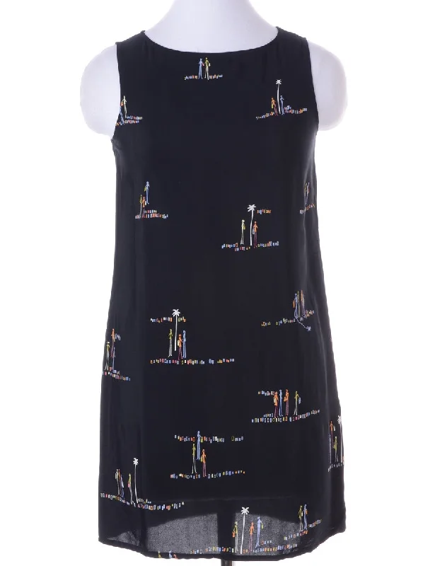 Label Floral Short Dress Tunic Top Casual Tunic Top Casual