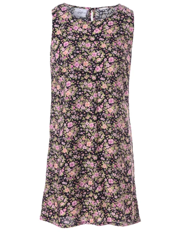 Label Floral Short Dress Tunics Seasonal trendy Tunics Seasonal trendy