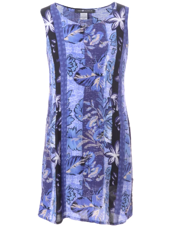 Label Floral Short Dress Crew Neckline Sporty Crew Neckline Sporty