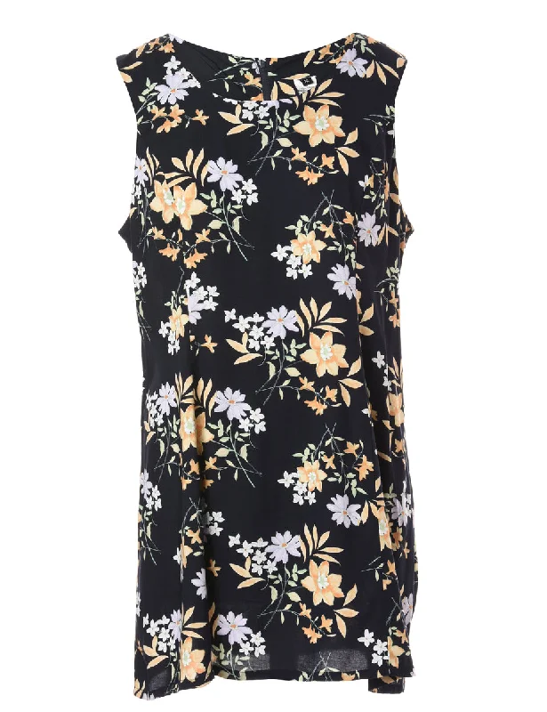 Label Floral Short Dress Pencil Office Professional Pencil Office Professional