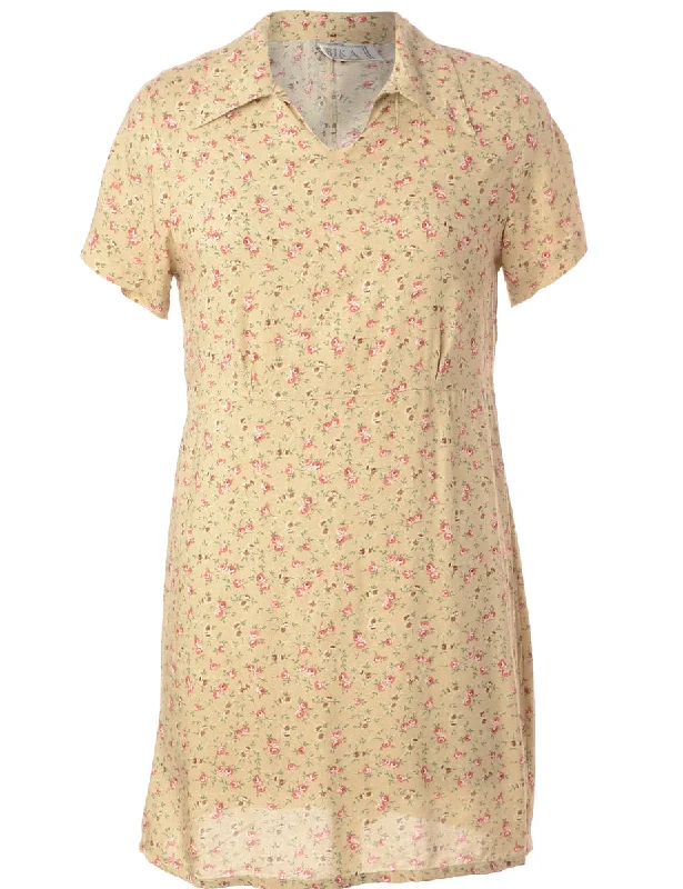 Label Floral Short Dress Tunics Leisure comfortable Tunics Leisure comfortable