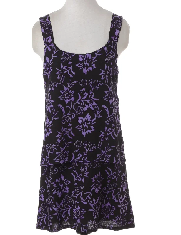 Label Floral Short Dress Tunics Vintage classic Tunics Vintage classic