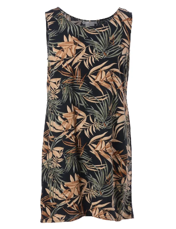Label Foliage Print Short Dress Tunics Evening elegant Tunics Evening elegant