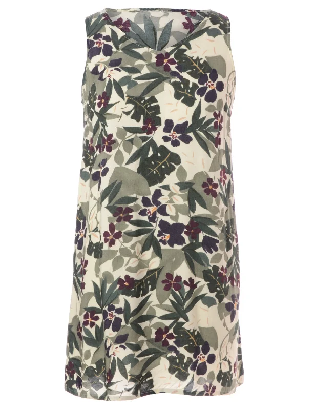 Label Foliage Print Short Dress Tunics Office stylish Tunics Office stylish