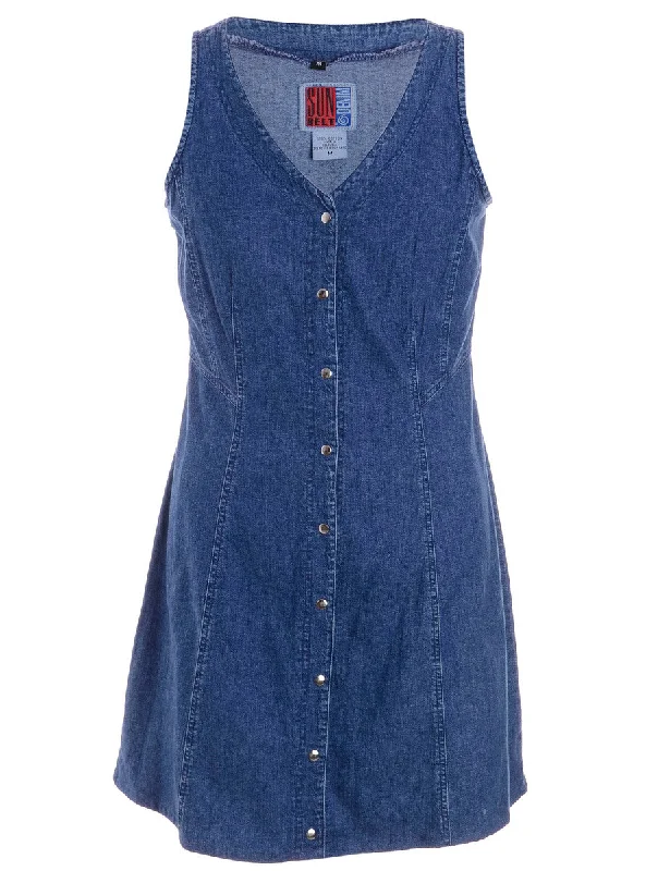 Label Heather Shortened Denim Dress Casual Short Summer Casual Short Summer