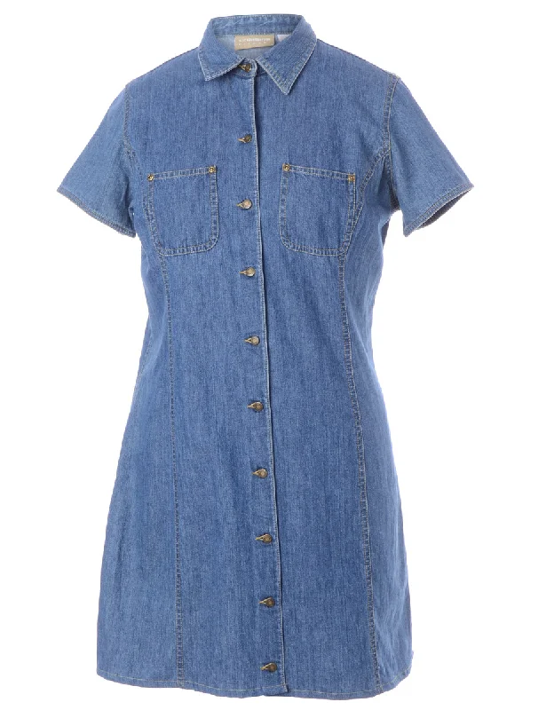 Label Heather Shortened Denim Dress Tunics Chic fashionable Tunics Chic fashionable