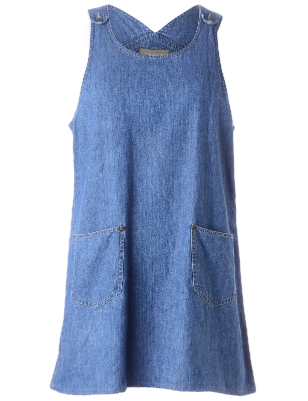 Label Heather Shortened Denim Dress Tunics Fashionable trendy Tunics Fashionable trendy