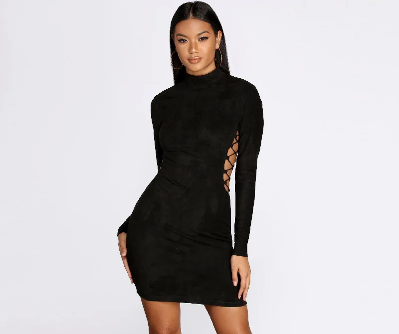 Lace Up Suede Mini Dress Tunics Travel practical Tunics Travel practical