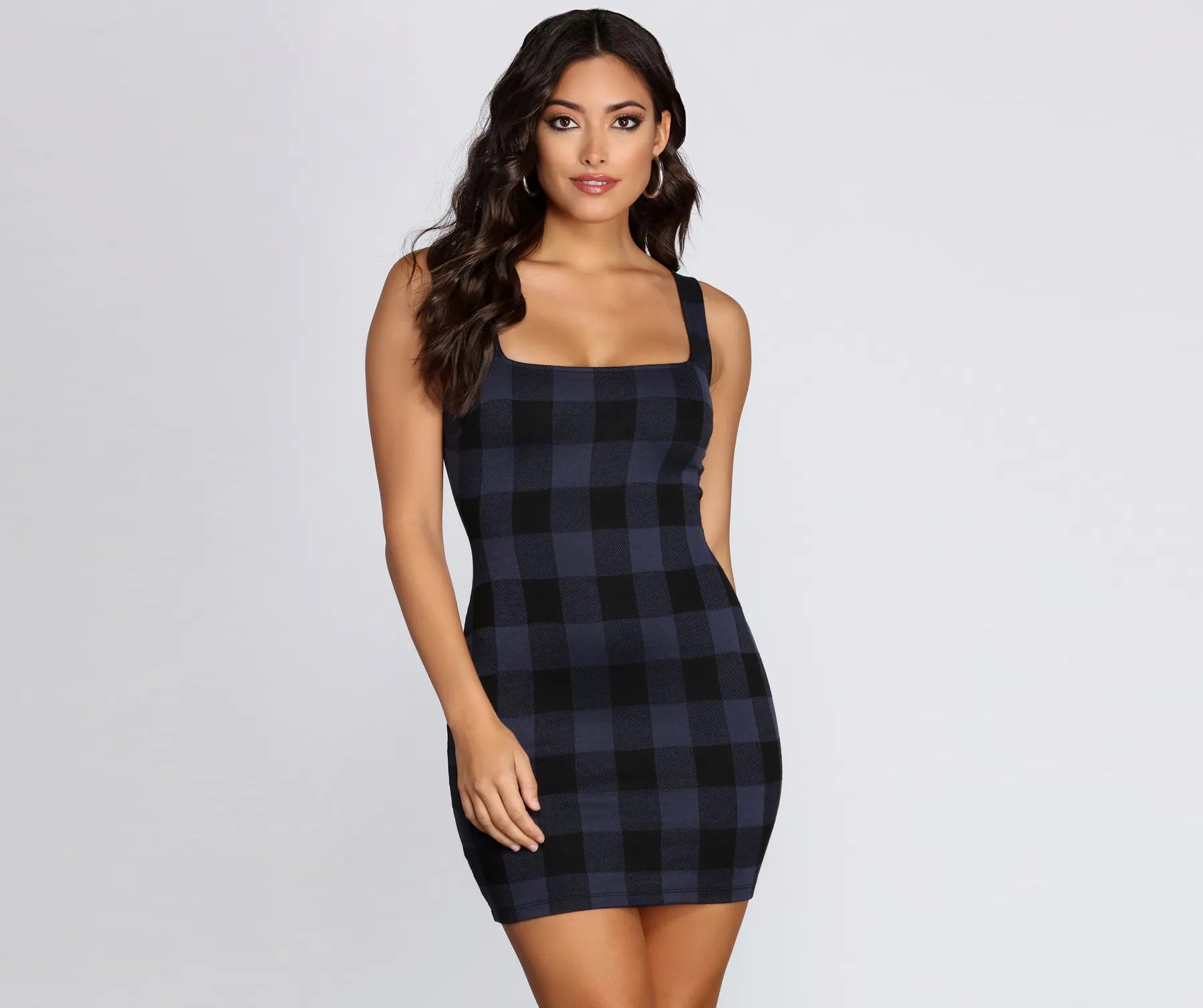 Poised In Plaid Sleeveless Mini Dress Tunics Lace romantic Tunics Lace romantic