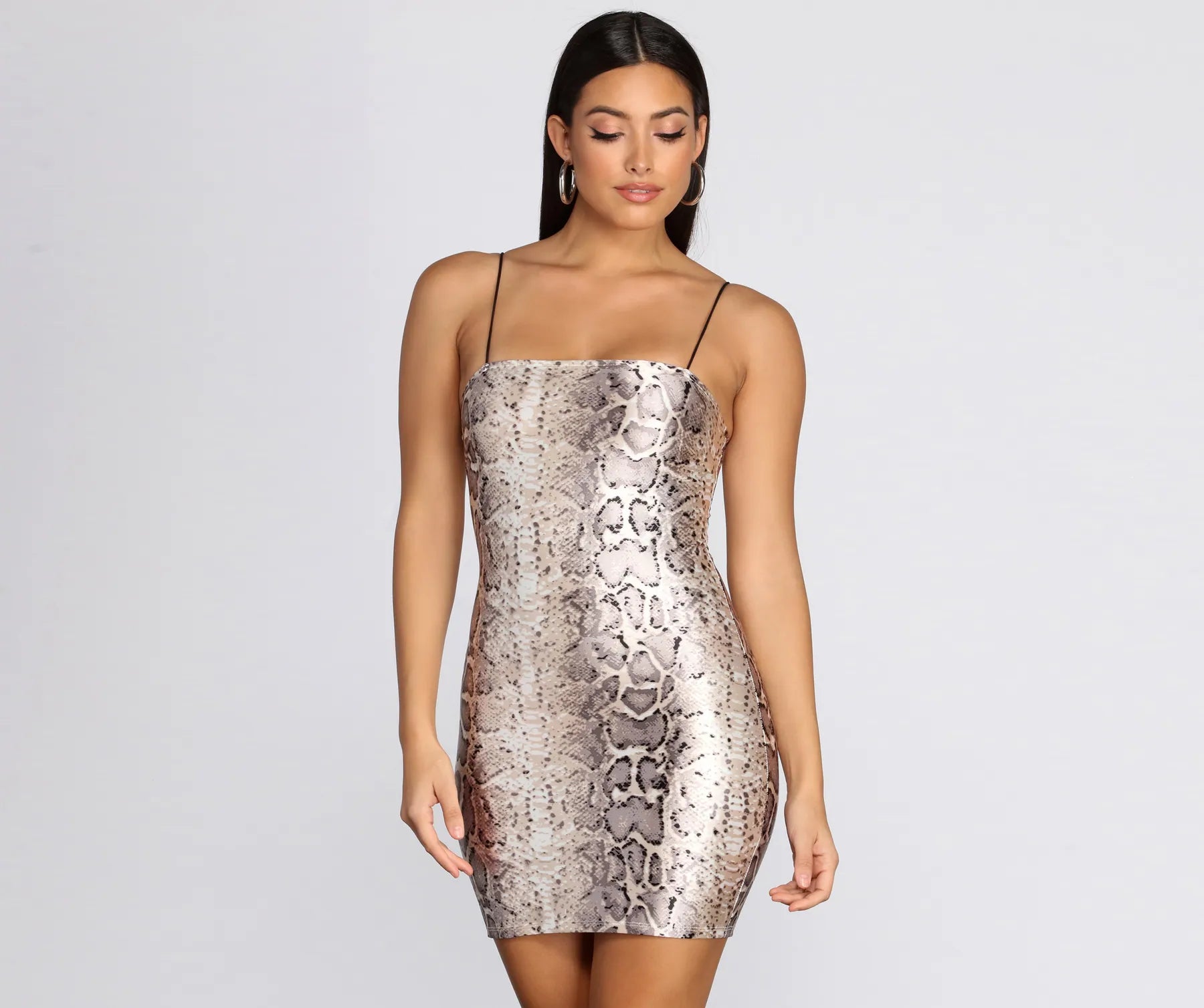 Satin Snake Print Mini Dress Tunics Modern contemporary Tunics Modern contemporary