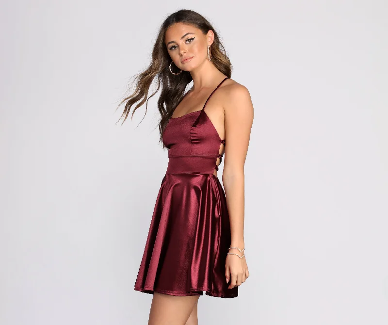 Stylish Satin Skater Dress Tunics Sale discount Tunics Sale discount