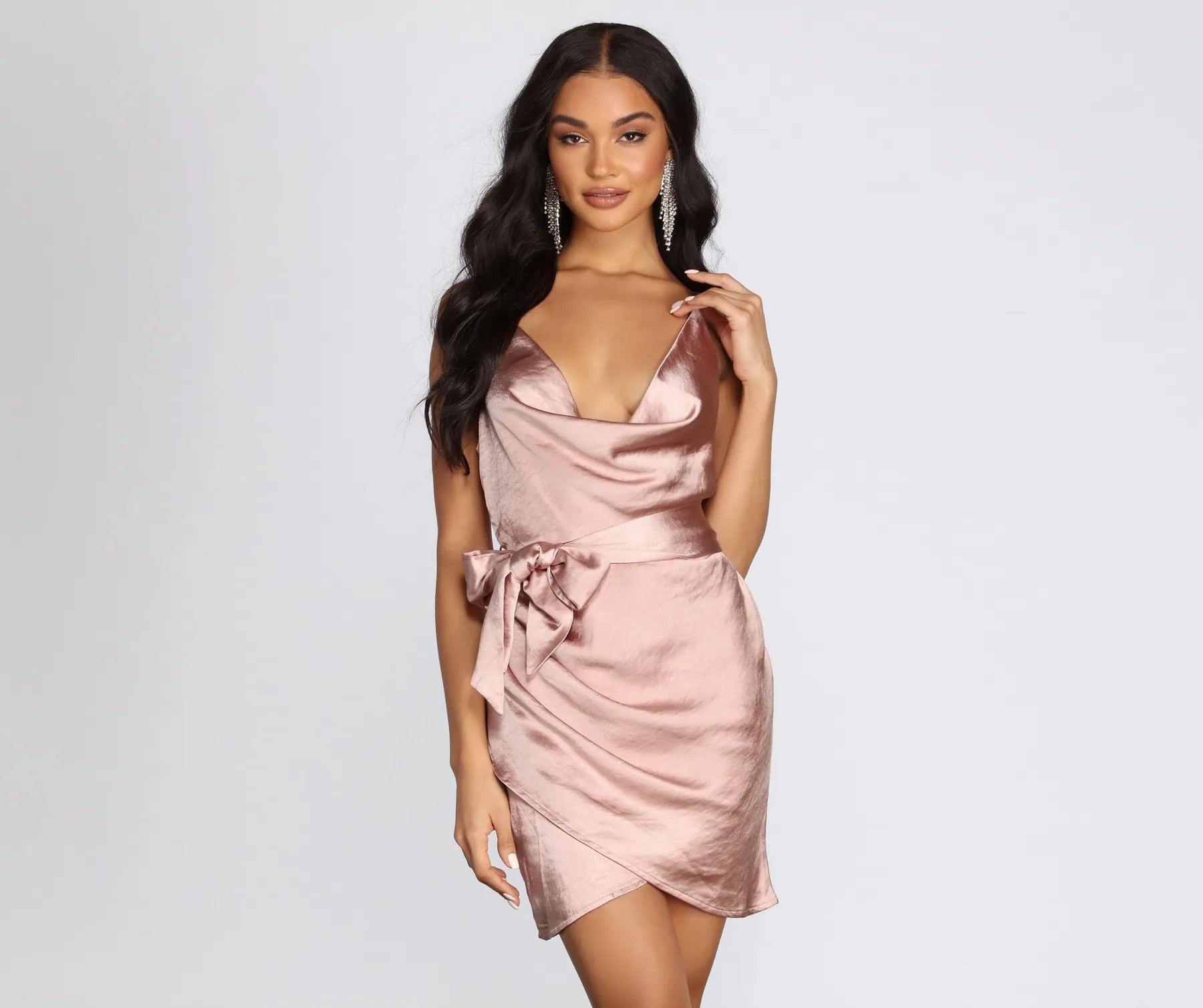 Wrapped In Satin Mini Dress Tunics Yoga stretchy Tunics Yoga stretchy